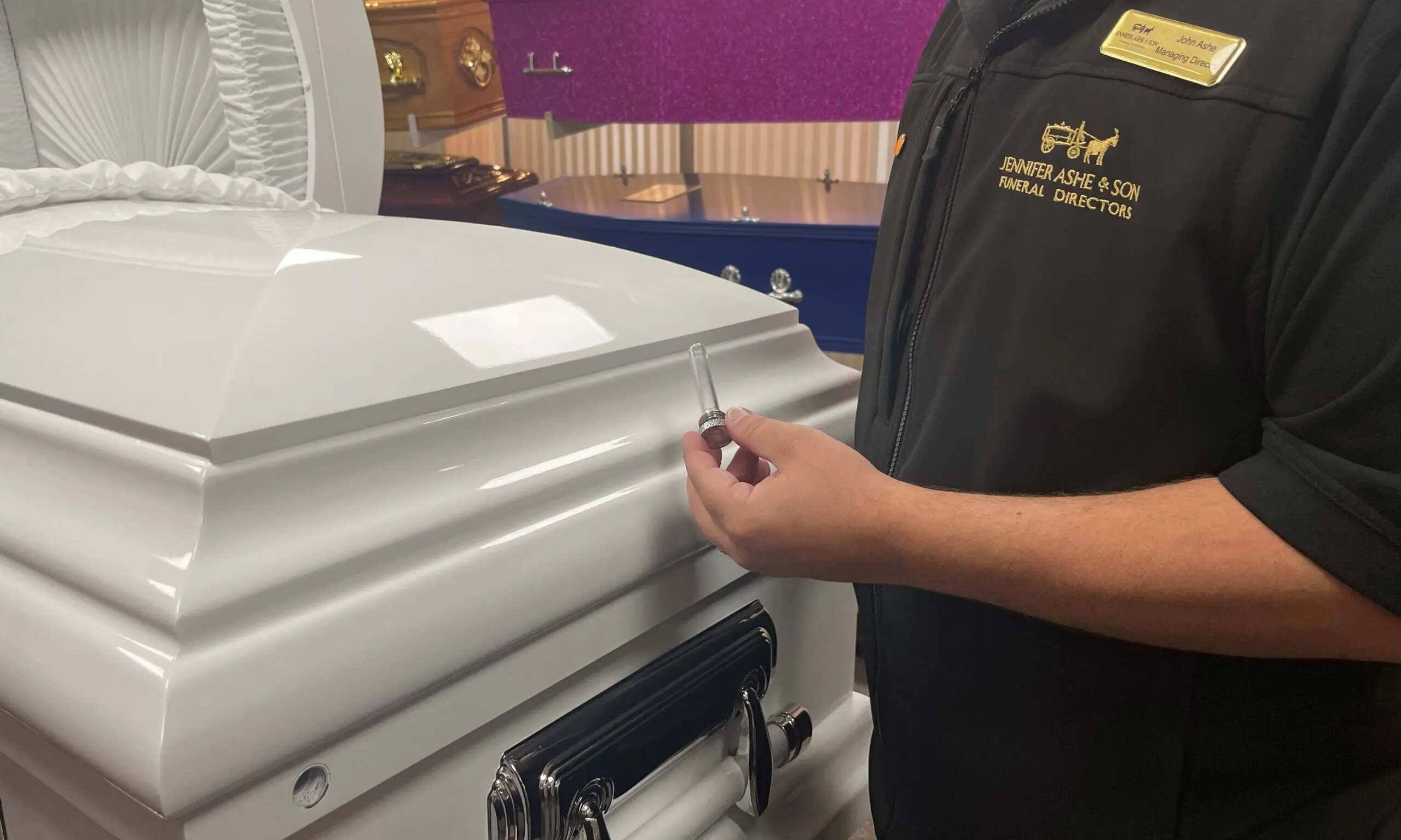 Jennifer Ashe and Son repurposes coffin compartment for memories