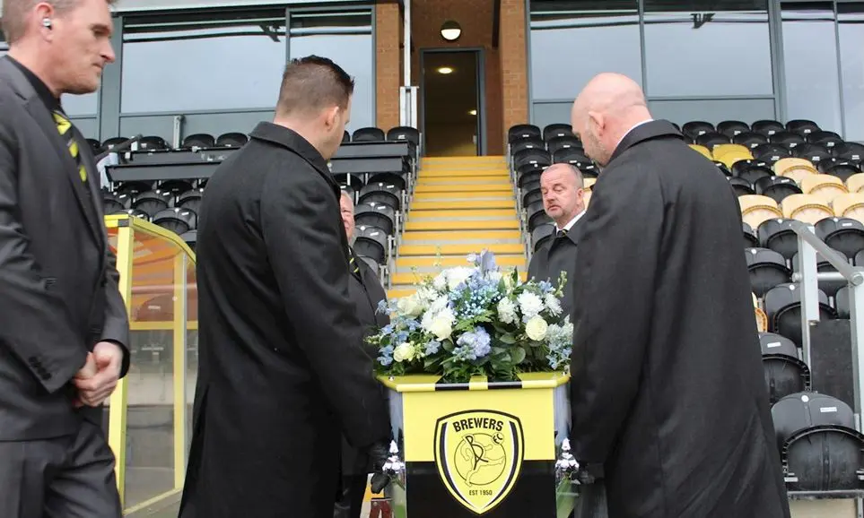 Funeral director holds funeral at Burton football stadium