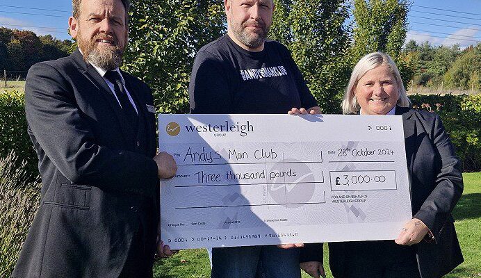 Babworth Crematorium donates £3k to Andy’s Man Club