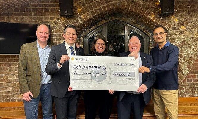 Westerleigh Group gifts £25k to Child Bereavement UK