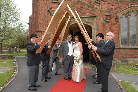 Funeral worker takes his work to his wedding